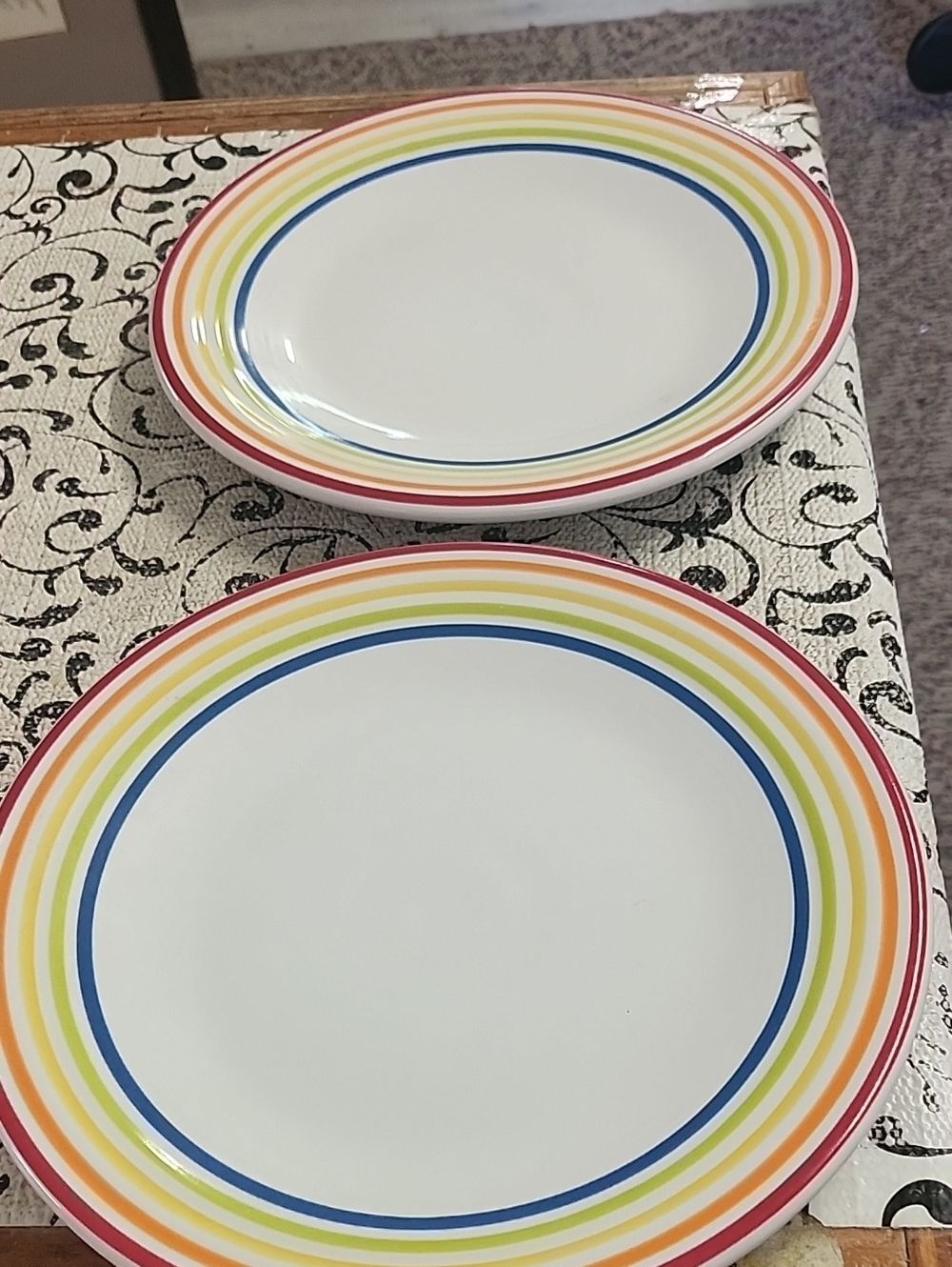 Fiesta Luncheon Plates with Rainbow Band Rim